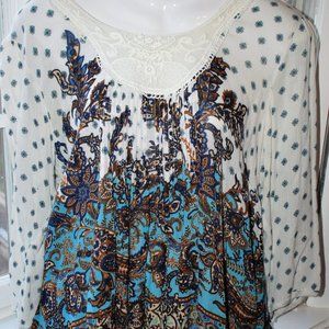 NWOT BOHO Dress Barn Tunic With Lace Inset